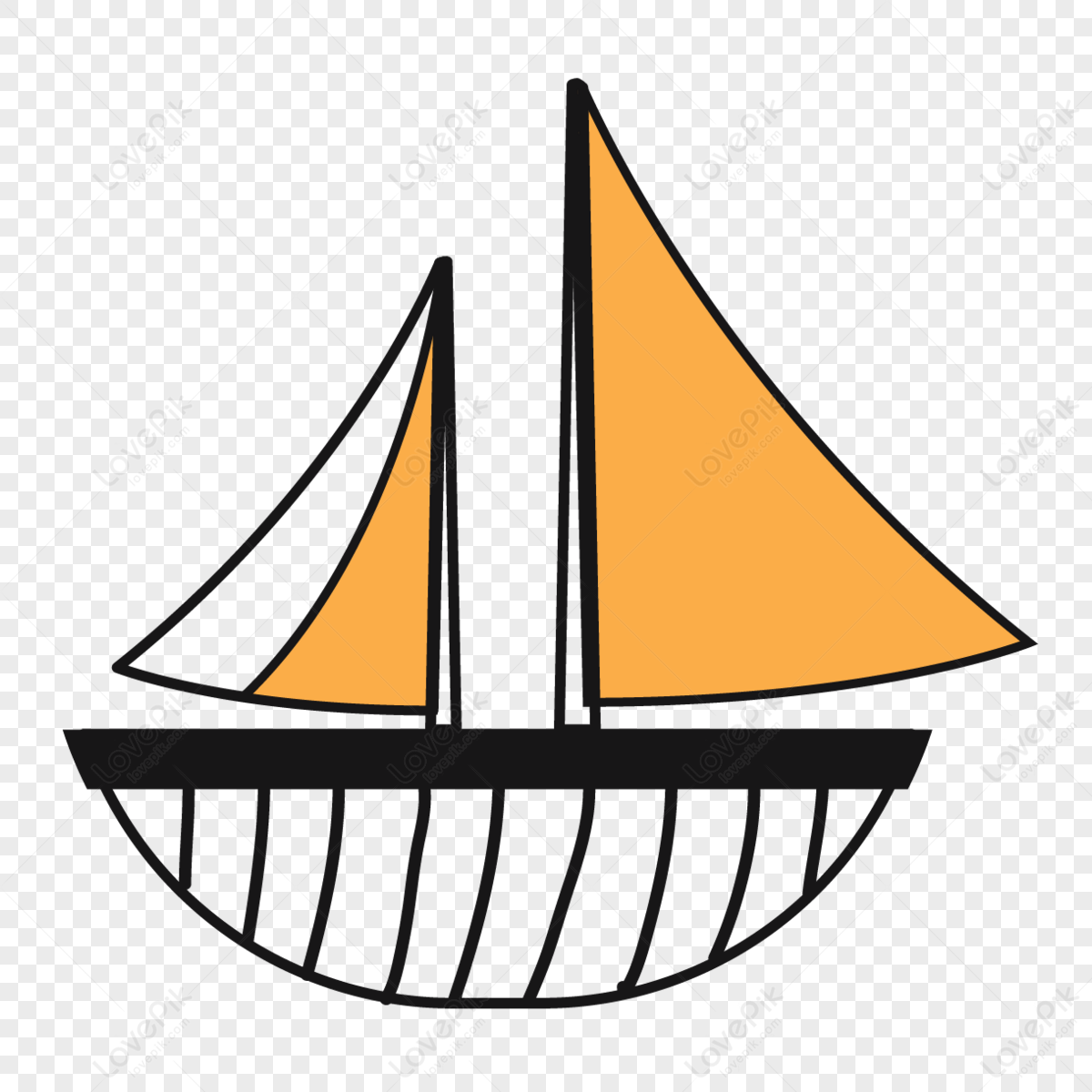 Orange flag simple boat line,sailboat,black,ferry png hd transparent image