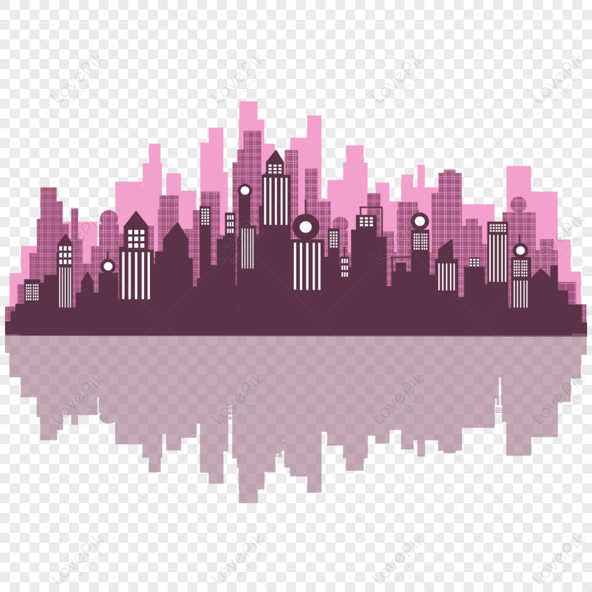 Pink Skyline PNG Images With Transparent Background | Free Download On ...
