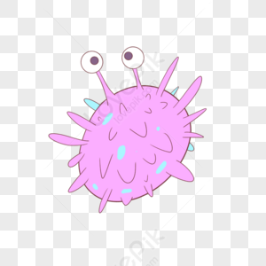 Purple Cartoon Cute Expression Bacterial Microorganism,hand Draw ...