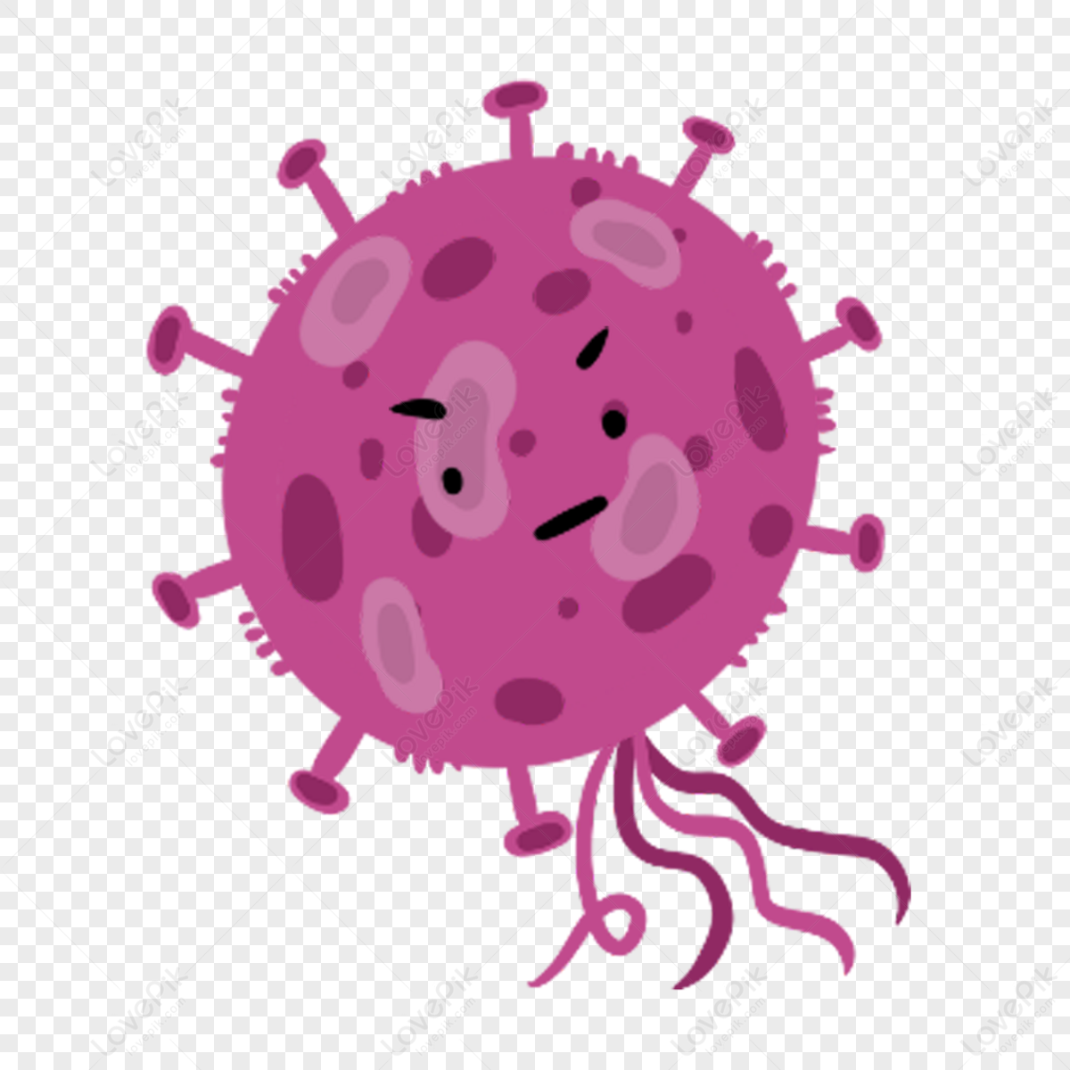 Purple Cartoon Cute Virus Bacteria,bacterial,covid 19,hand Drawing PNG ...