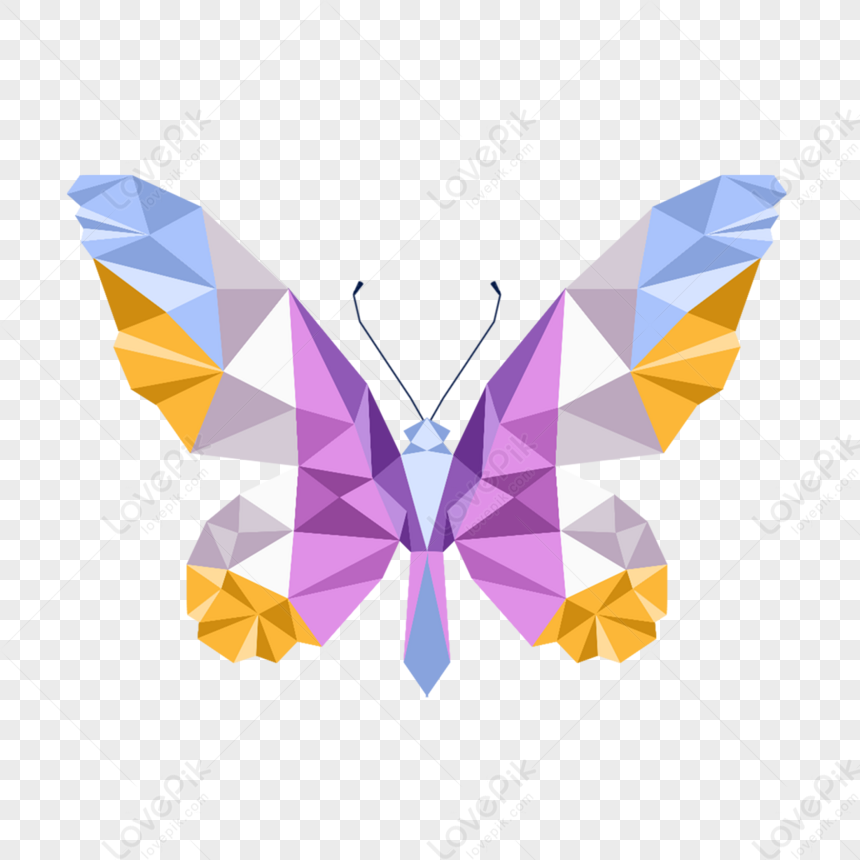 Purple Geometric Style Polygon Low Poly Color Butterfly,color Polygons ...