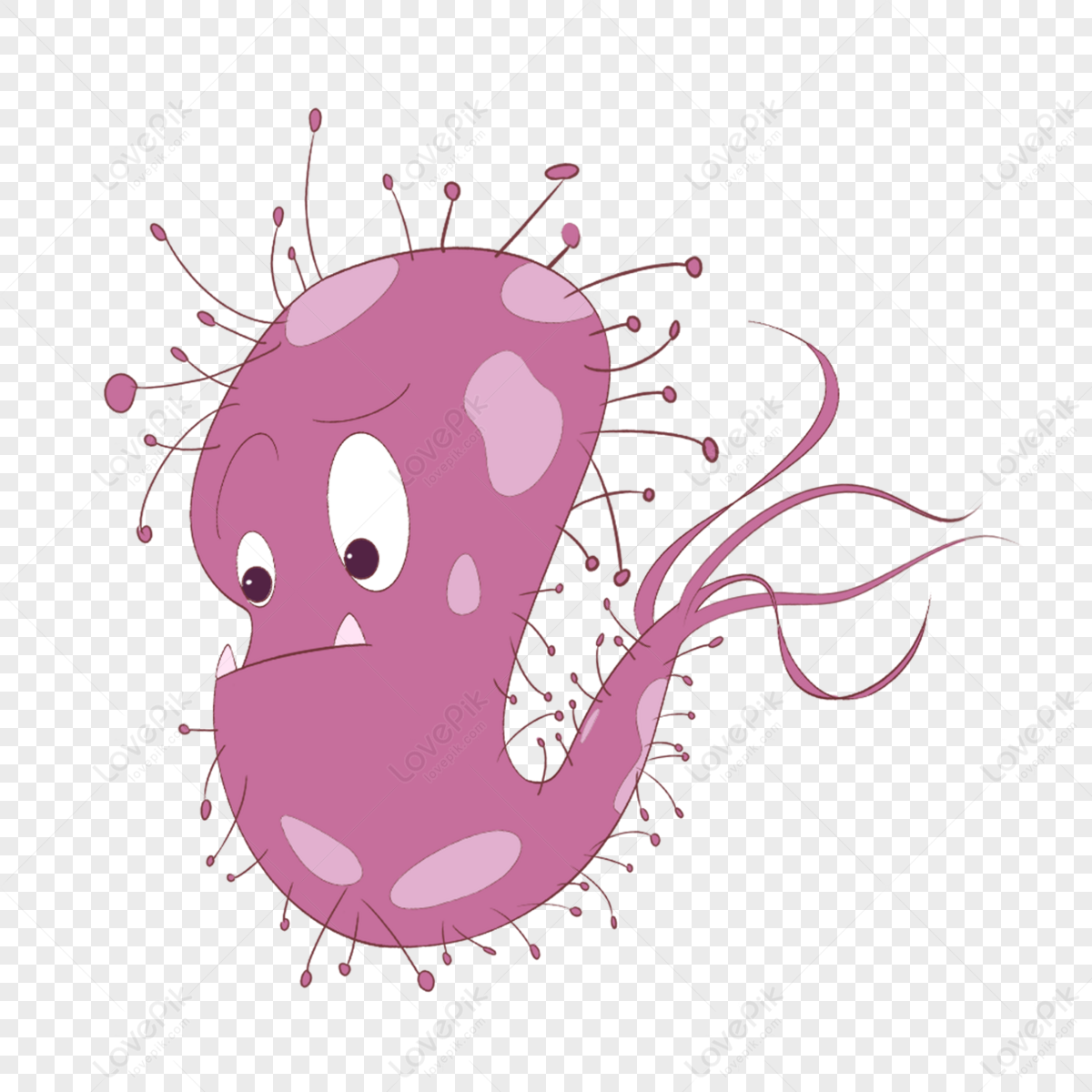 Purple Pink Cartoon Cute Expression Virus Bacteria,hand Draw,fluid PNG ...