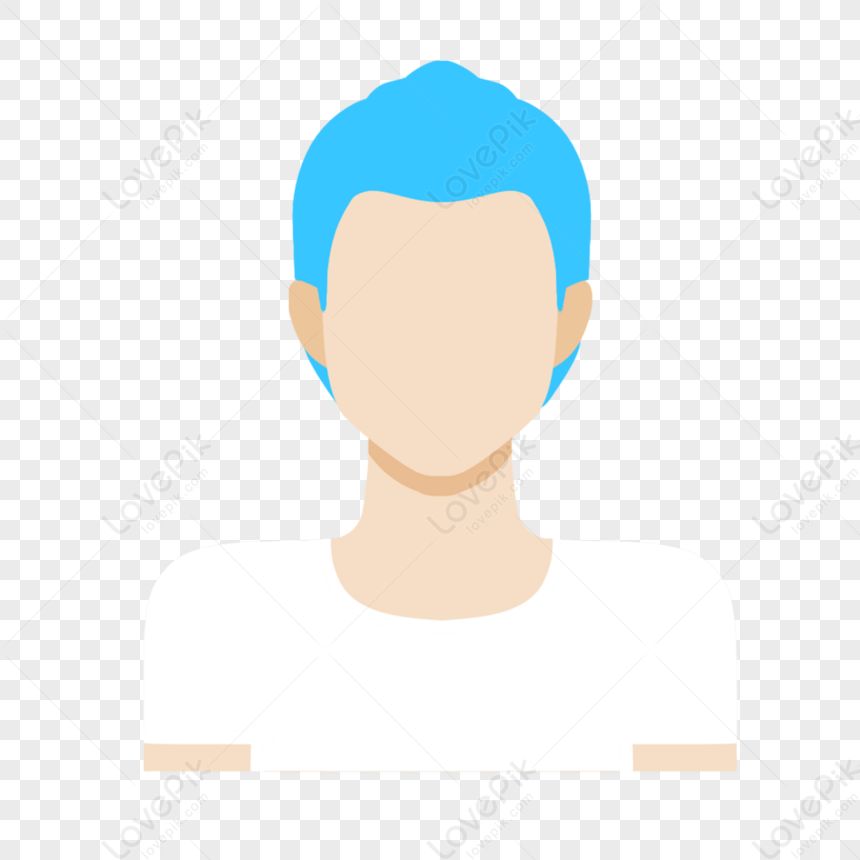 White Upper Blue Hair Cartoon Character Avatar,cartoon Portrait,bust ...