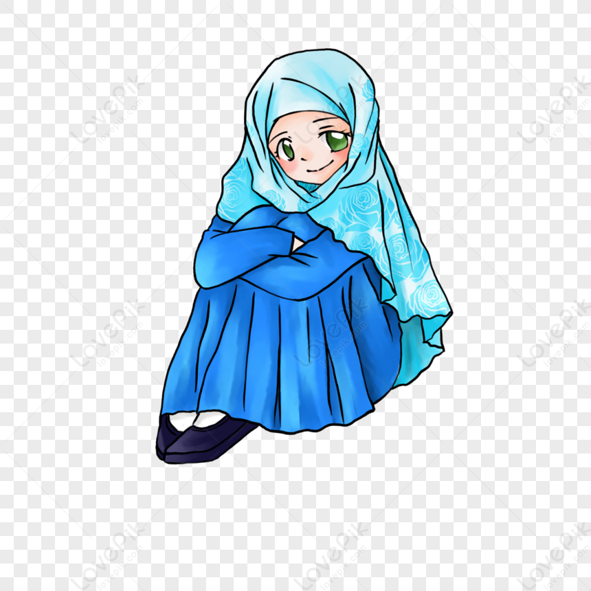 A Woman Wearing Muslim Clothes in Anime Style 33243804 Vector Art at  Vecteezy