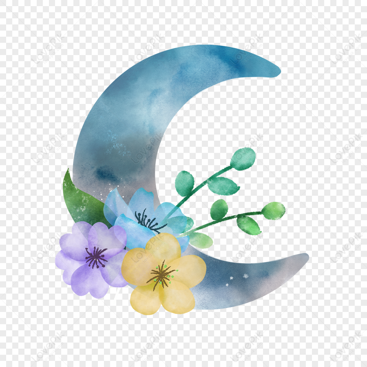Half Moon Flower PNG Picture, Half Moon And Star Flower Yellow, Moon, Half,  Flower PNG Image For Free Download