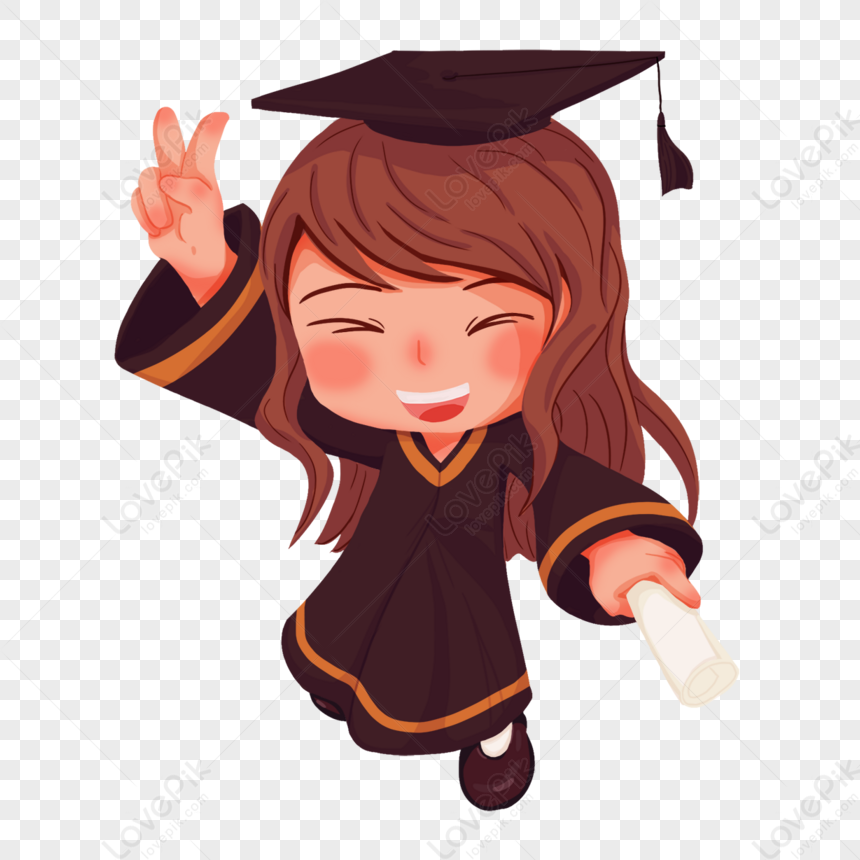a beautiful group of graduation students different races, clipart,  watercolor, anime, white background, black and white ink - Clip Art Library