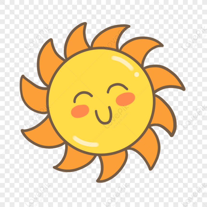 Rotating Bright Yellow Cartoon Cute Sun,cartoon Style,color PNG White ...