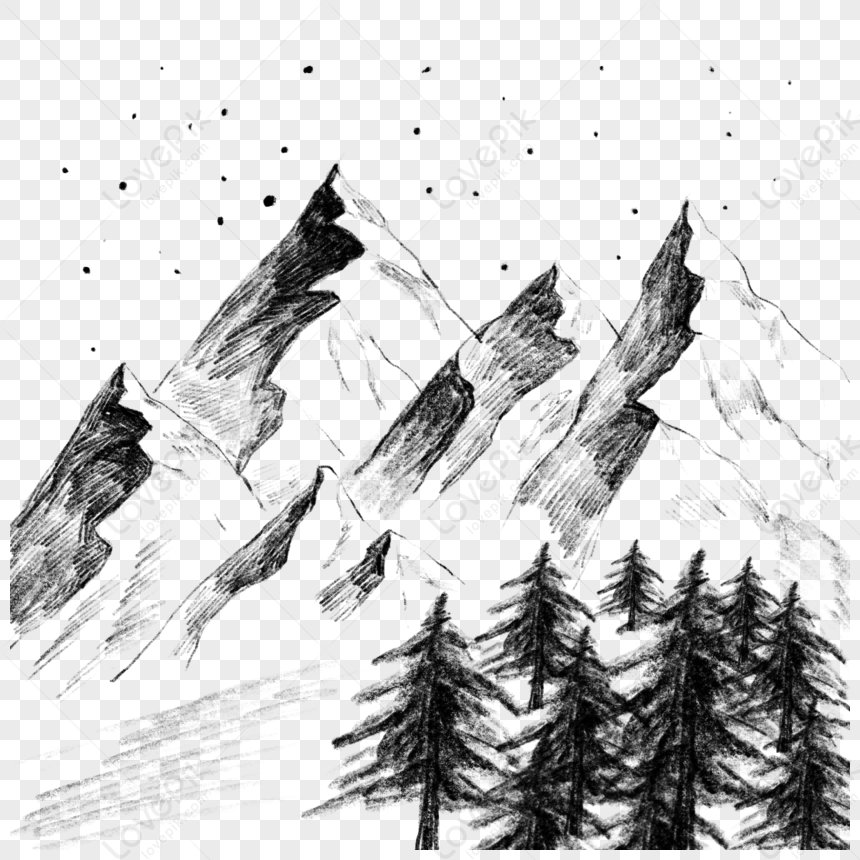 graphique de montagne noir et blanc