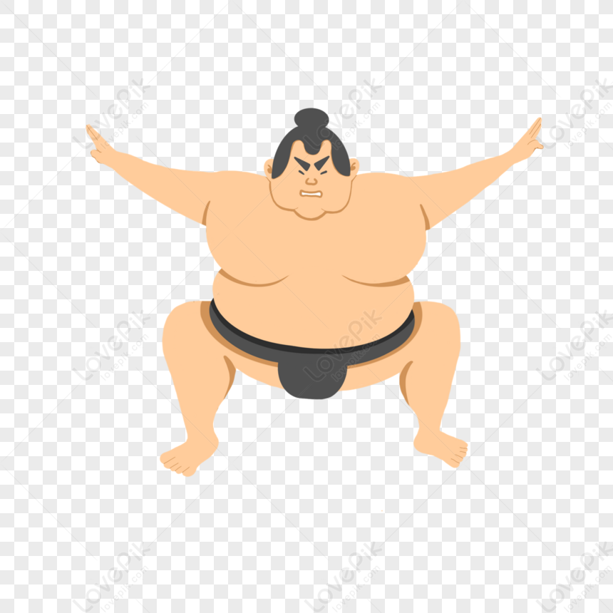 Cartoon Style Japanese Sumo Wrestler,power,image,fight PNG Free ...