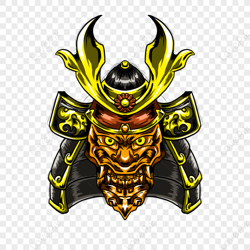 Golden Samurai Mask,warrior,mascot,gods PNG Transparent Background And ...