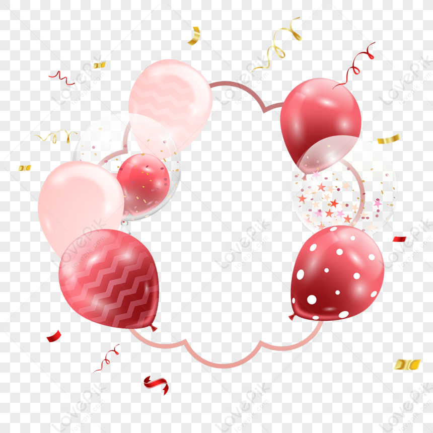 borde de celebración de cumpleaños de globos de lujo y confeti 11236434 PNG