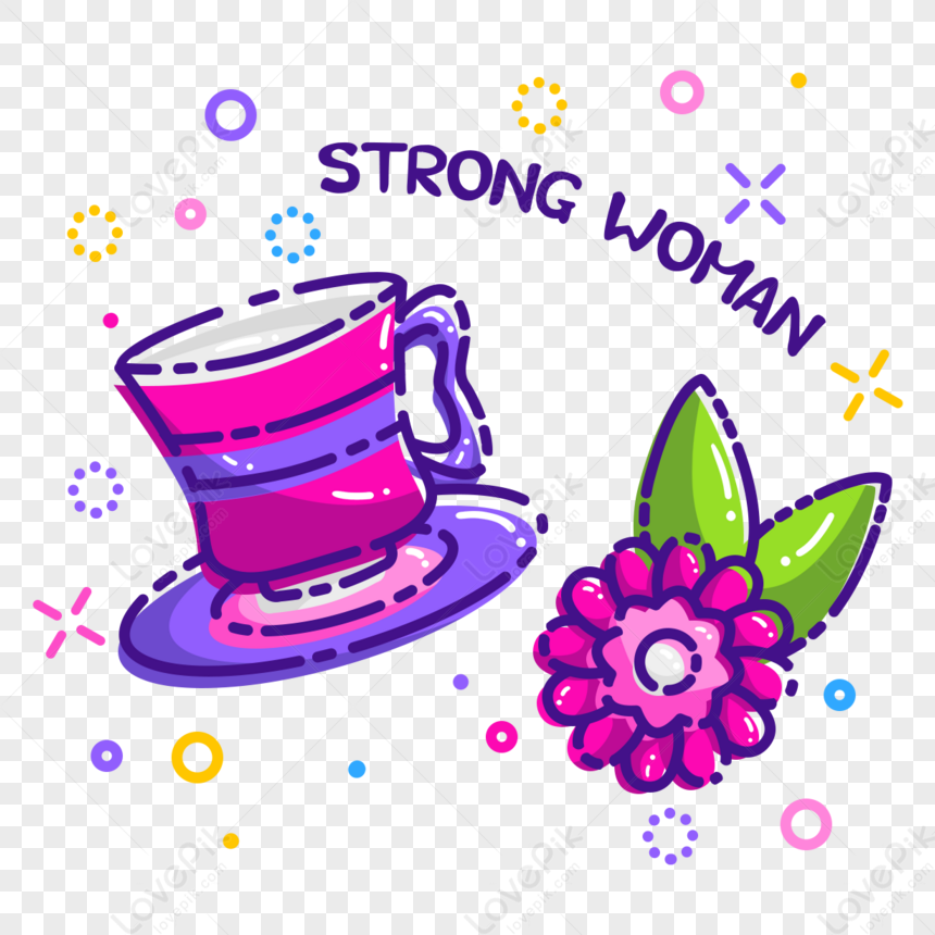 Coffee Cup Cartoon Girl Power Sticker,letter,season PNG