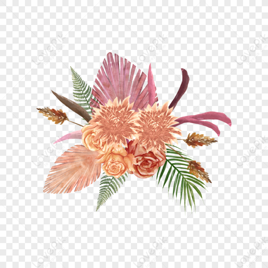 Bouquet Da Sposa Rosa Fiori Secchi,foglia,mazzo,scenario Autunnale PSD  Immagine Gratis, Grafica download su Lovepik