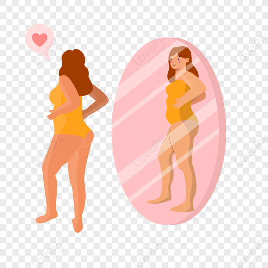 Mujer Mirando En El Espejo Mujer Regordeta Europea,europeo,cuerpo Completo  PNG Imágenes Gratis - Lovepik