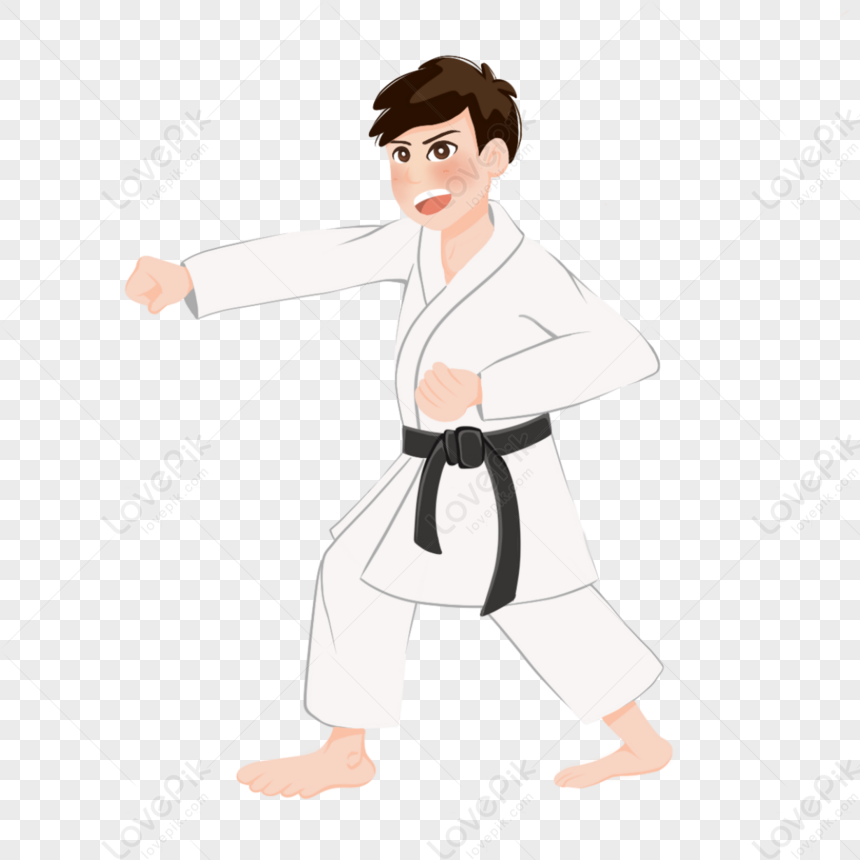 Young girl doing karate pose hand drawn style Vector Image