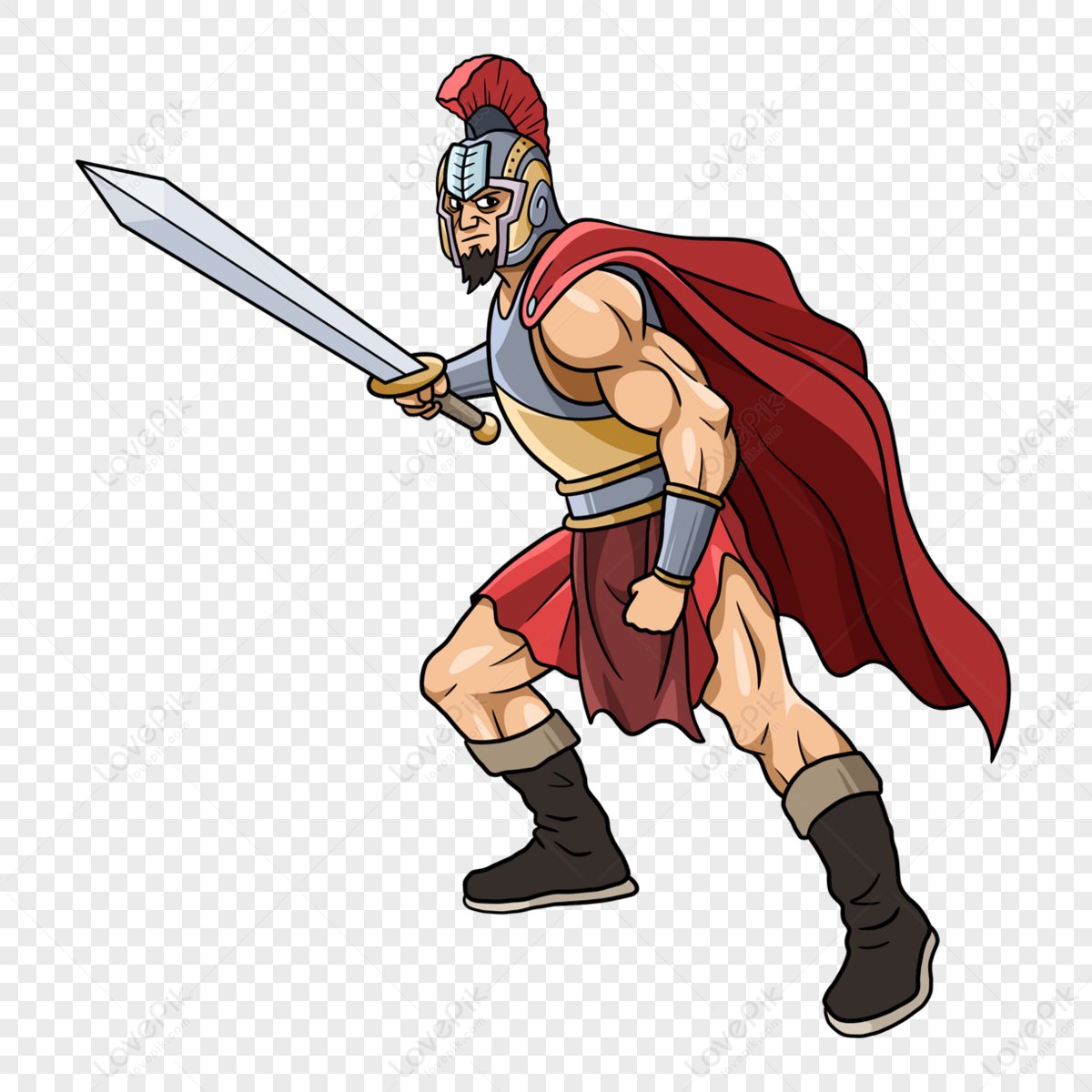 Ancient Roman Sword Warrior Cartoon,ancient Rome,cloak,muscles PNG ...