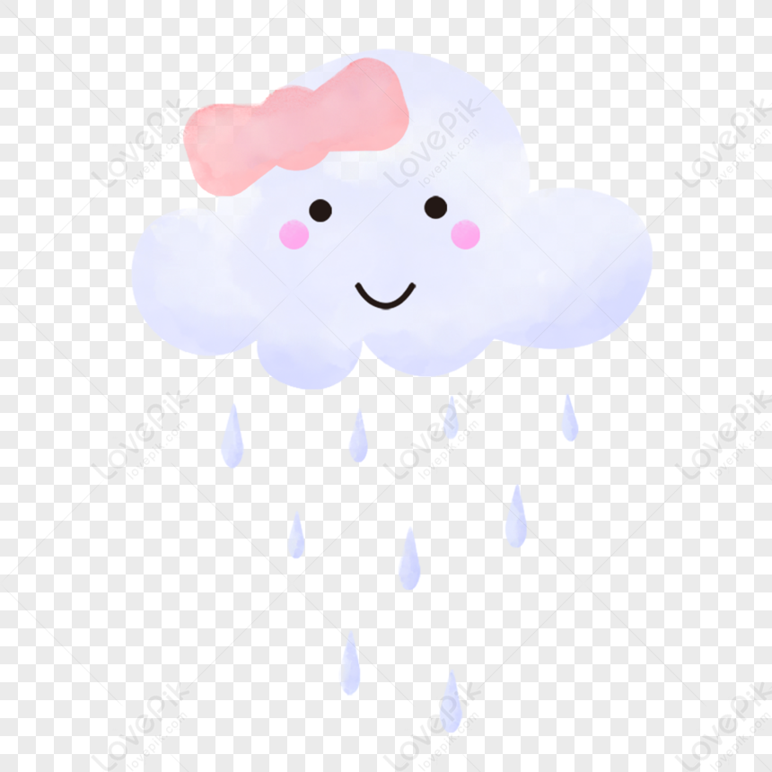 White Cloud Raindrop Smiling Face Bow Painting Illustration,toy,sweets PNG  Free Download And Clipart Image For Free Download - Lovepik | 380447323