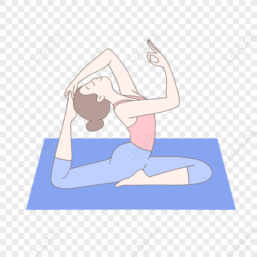 Mulher Minimalista Dos Desenhos Animados Fazendo Yoga PNG