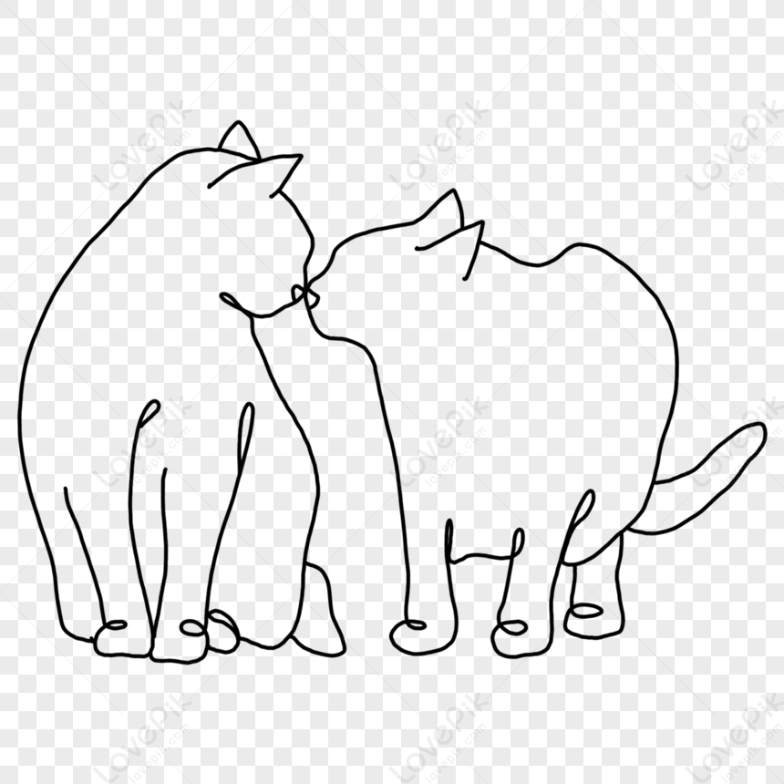 Photo de Art De Dessin Au Trait Abstrait Mignon Chat Noir Et Blanc