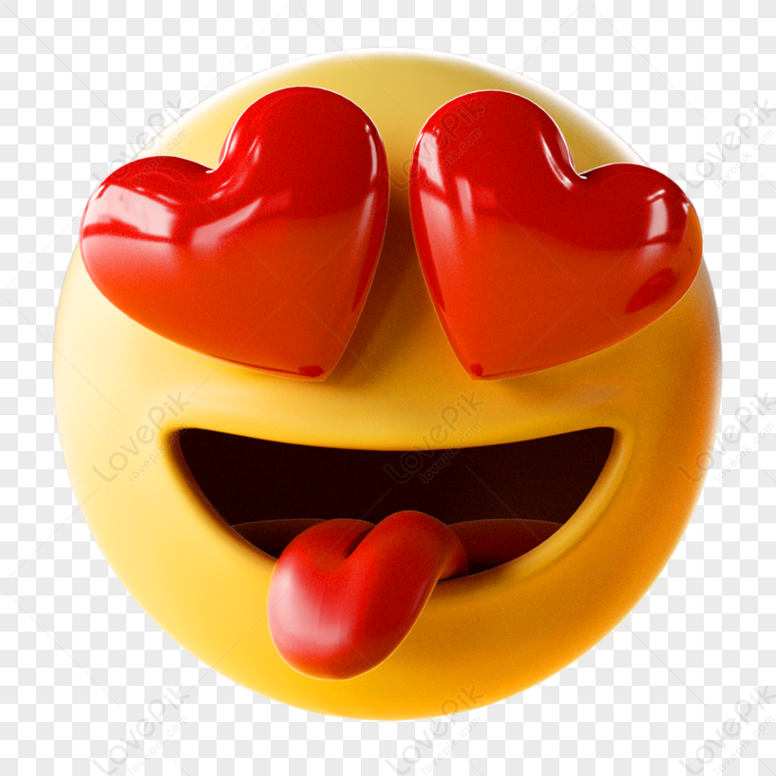 Emoji 3d Rendering Love Heart,texture,smiley,expression PNG White ...