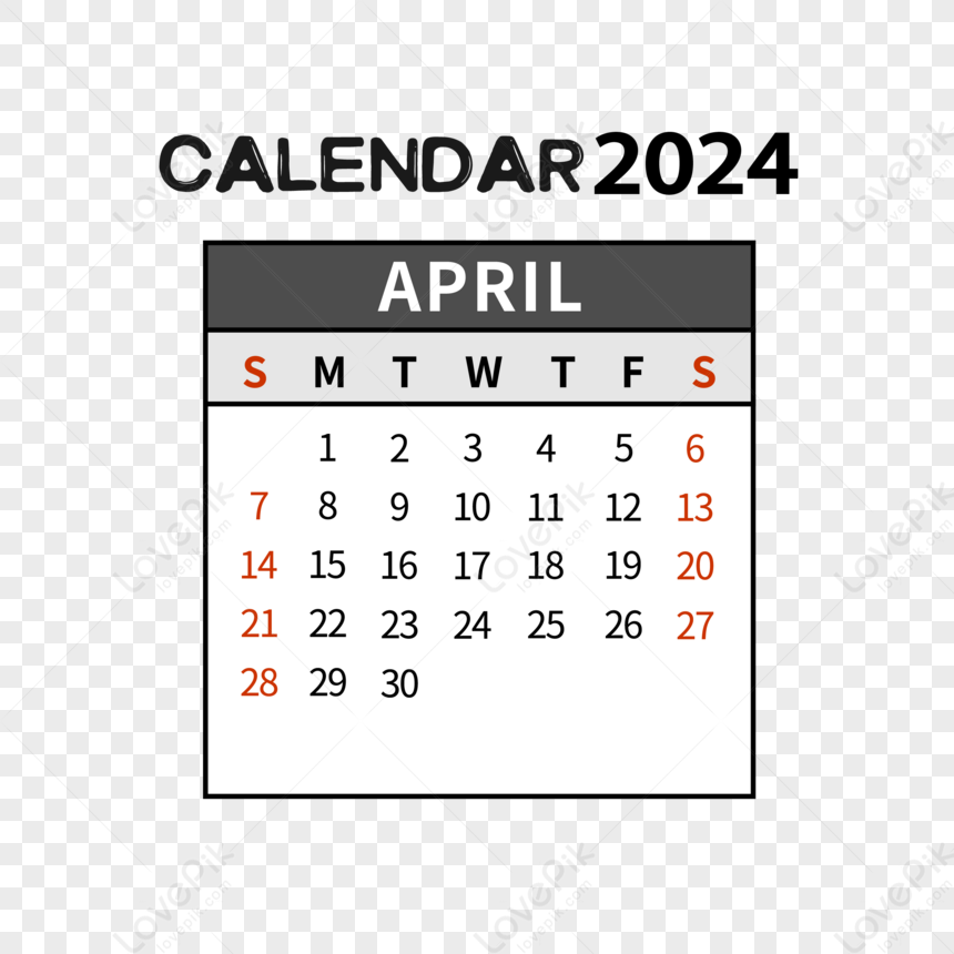 Calendario Aprile 2024 Semplice Nero,aprile,digitale AI Immagine Gratis, Grafica download su Lovepik