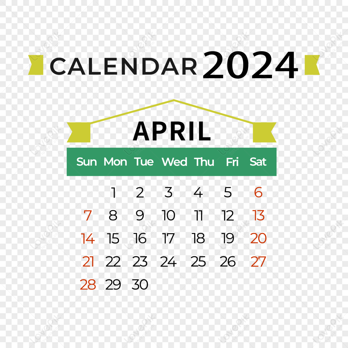 April 2024 Calendar Simple Green,monthly Plan,calendar,desktop Calendar ...