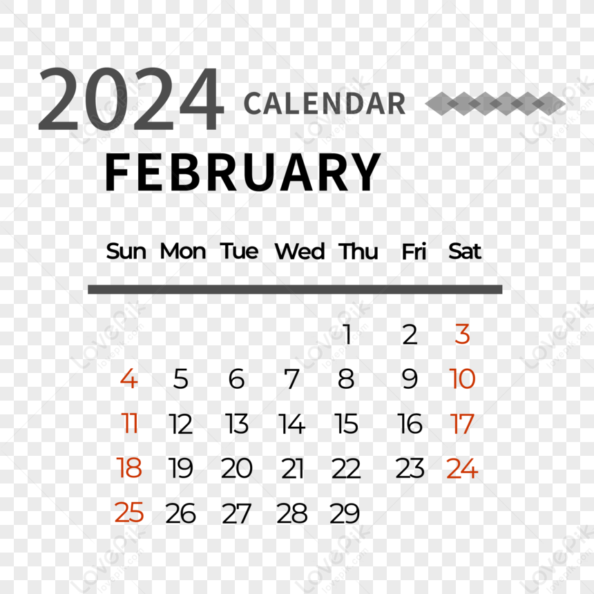 Imagens Calendário Fevereiro 2024 PNG e Vetor, com Fundo Transparente Para  Download Grátis