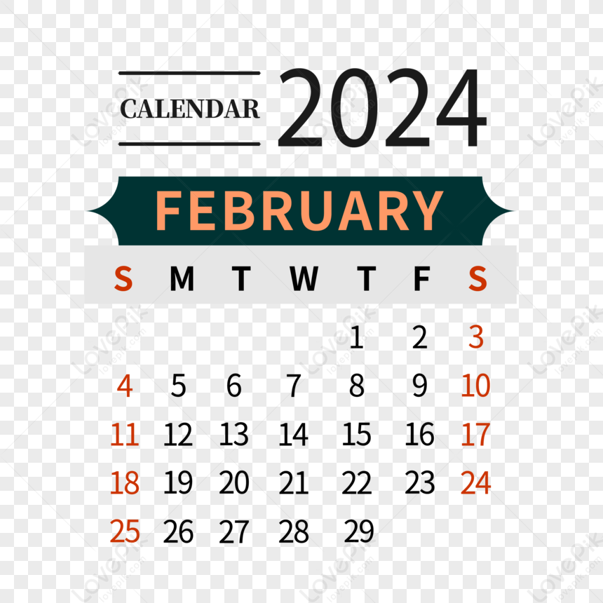 Calendario Febbraio 2024 Semplice Nero,programma AI Immagine Gratis, Grafica download su Lovepik