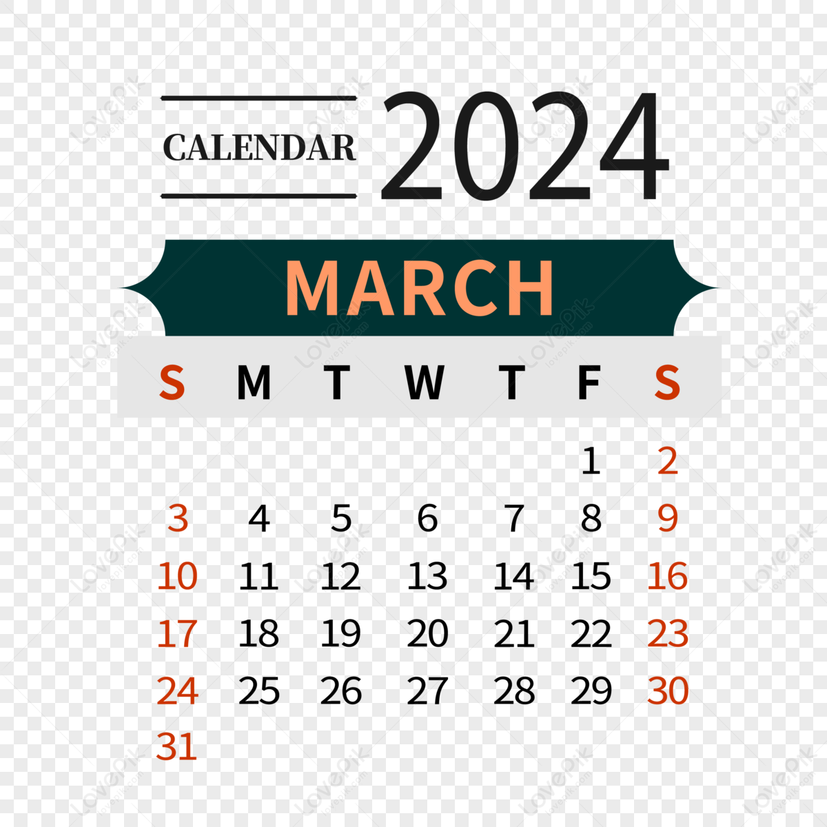 March 2024 Calendar Simple Black,desktop Calendar,parade,printable PNG ...