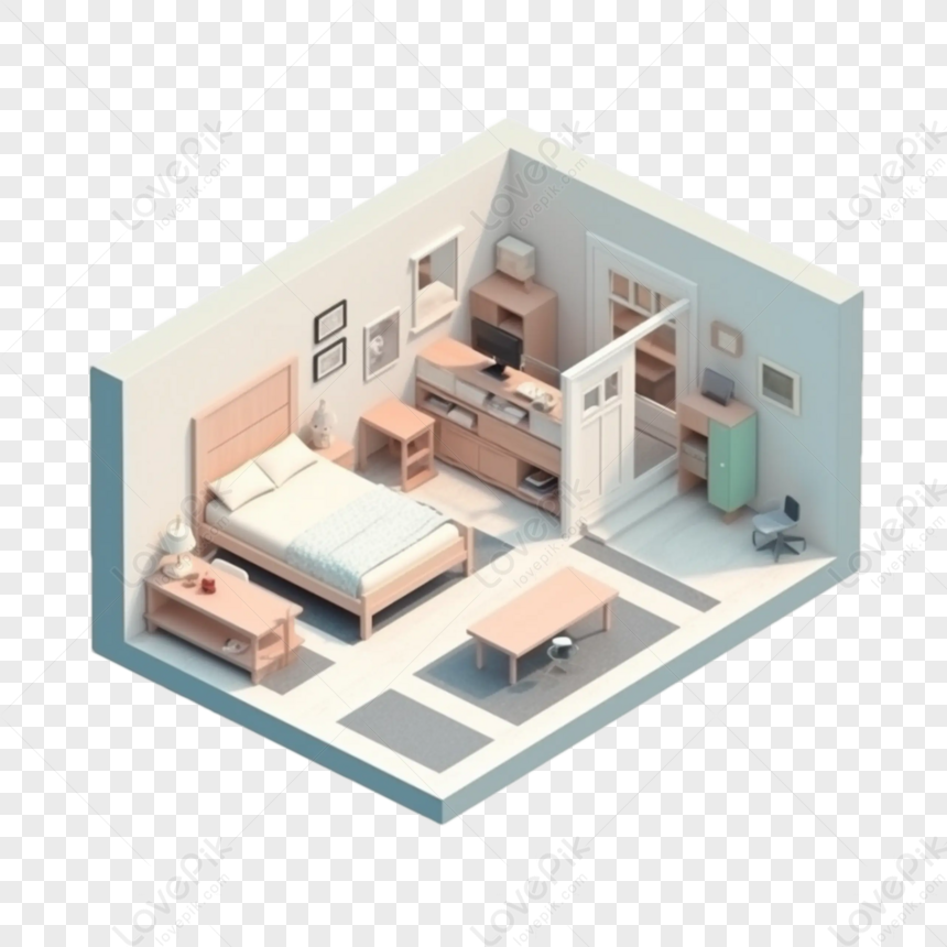 3d 部屋モデル 白 ピンク 床 立体,飾る イラスト， 立体, 三次元, 3 ...