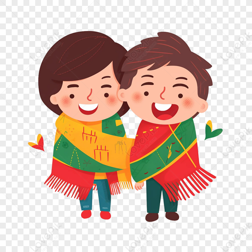 Brazil Valentines Day Yellow Green Cartoon Couple, Brazil