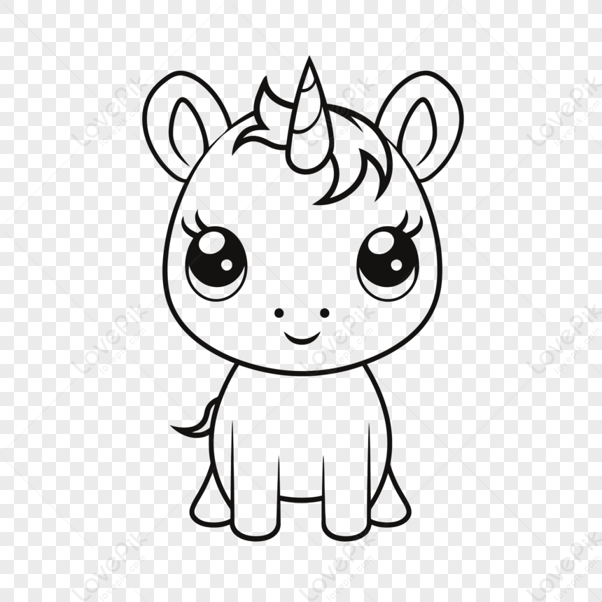 An Image Of A Baby Unicorn Outline Sketch Drawing Vector,thick Lines,color  Books Free PNG And Clipart Image For Free Download - Lovepik | 380527439