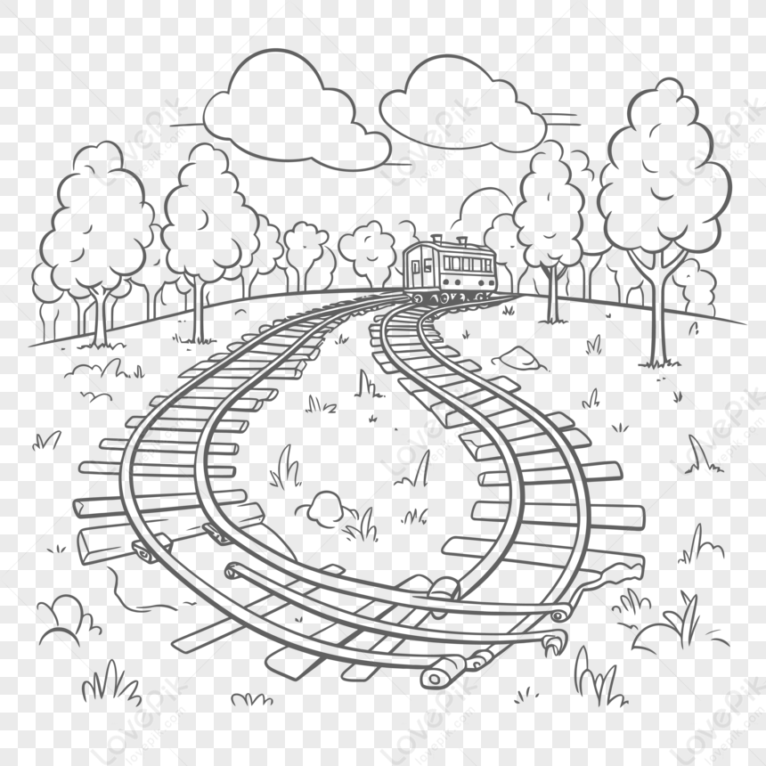 Railway Line Sketch Vector Illustration Stock Vector - Illustration of  drawn, rails: 200497968