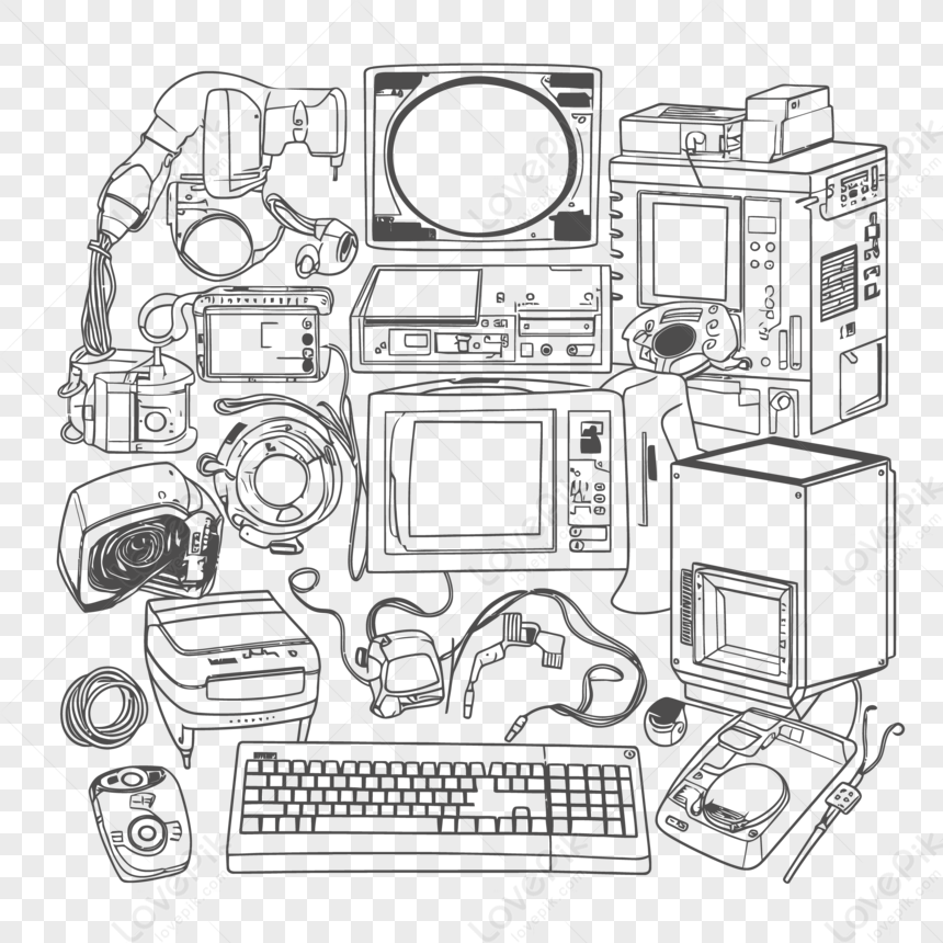 Computer parts icon set stock vector. Illustration of monitor - 20557705