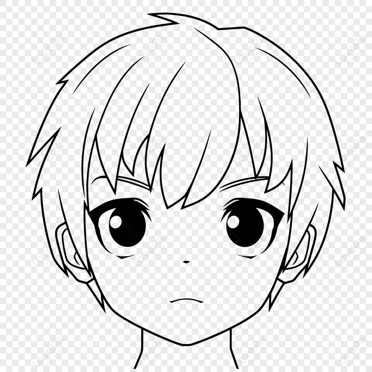 Anime Face Coloring Pages For Kids Outline Sketch Drawing Vector,anime ...