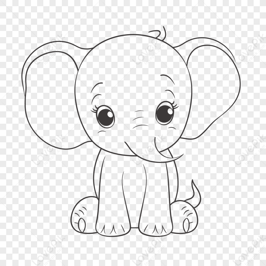 Cartoon elephant Outline Drawing Images, Pictures