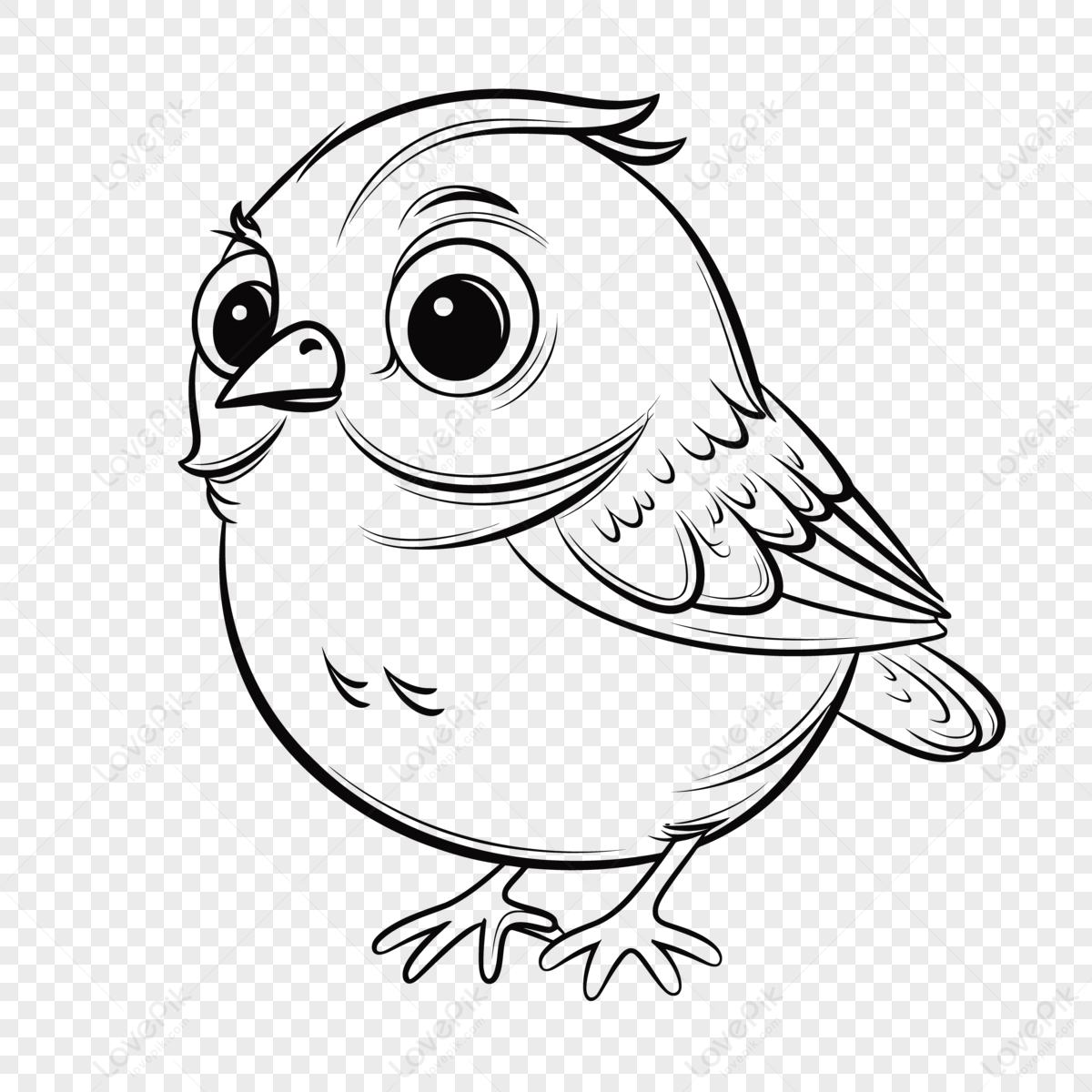 Beautiful Cute Baby Bird Coloring Page Outline Sketch Drawing Vector ...