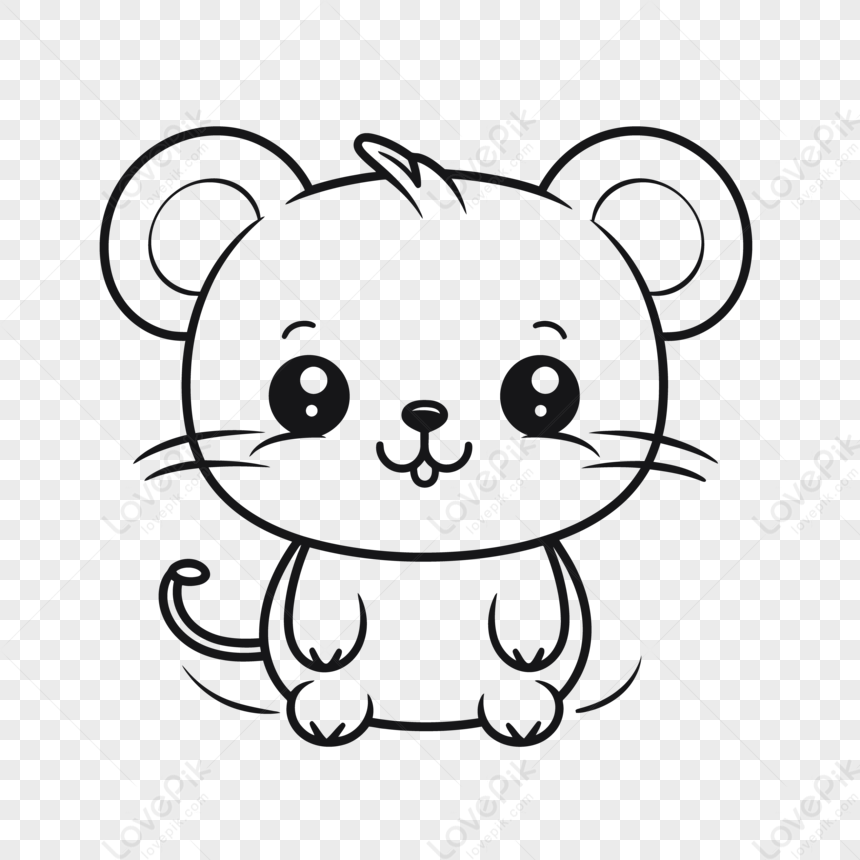 Photo de Souris Kawaii Mignonne En Noir Et Blanc Pour Le Dessin