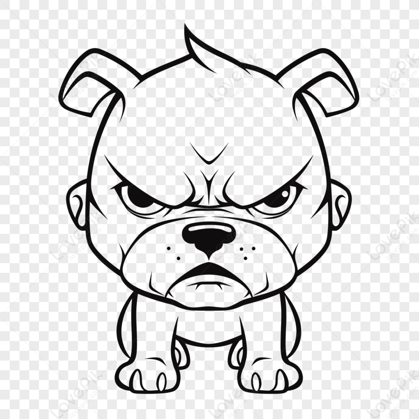 cartoon angry bulldog on white background outline sketch drawing vector 530326 wh860