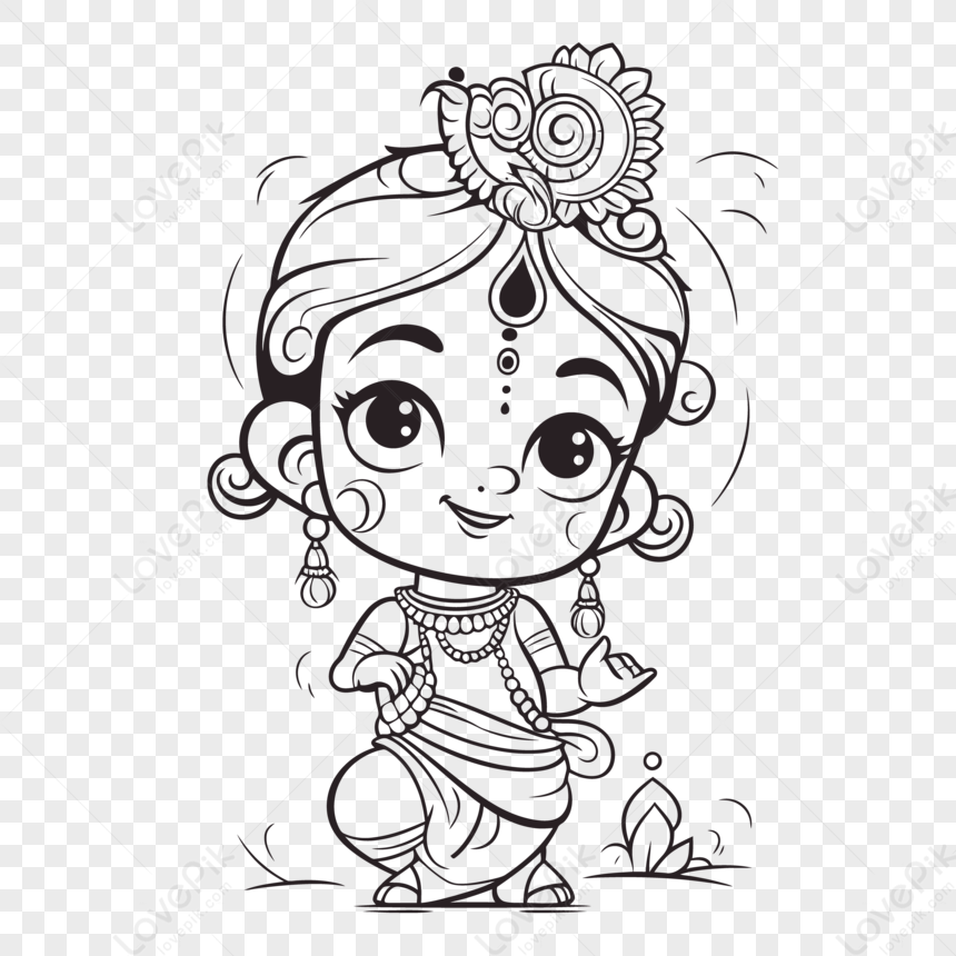 Draw Cute Little Krishna - Simple and Easy -Drawing - #battuarts - YouTube