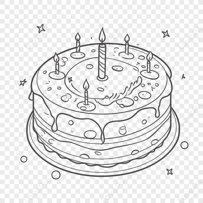 раскраска страницы контура торта ко дню рождения рисунок эскиза  вектор,рисунок изображение_Фото номер 380534964_EPS Формат  изображения_ru.lovepik.com