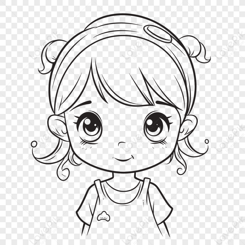 Photo de Mignon Dessin Anim Noir Et Blanc Petite Fille Coloriage