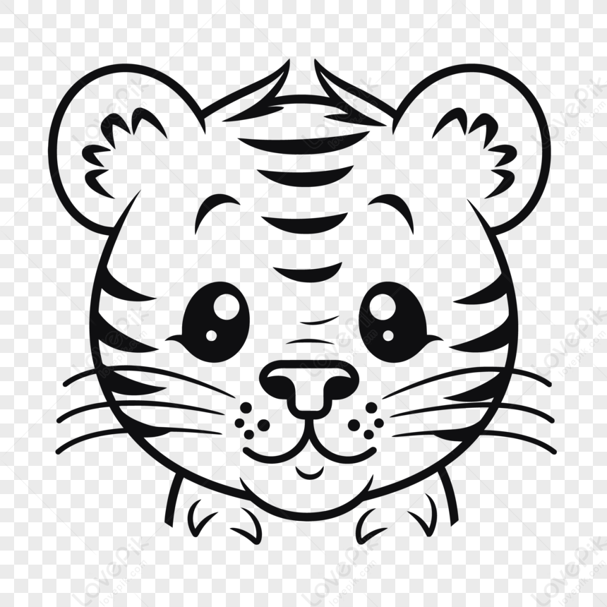 Tiger Face Outline Drawing PNG Images | PSD Free Download - Pikbest