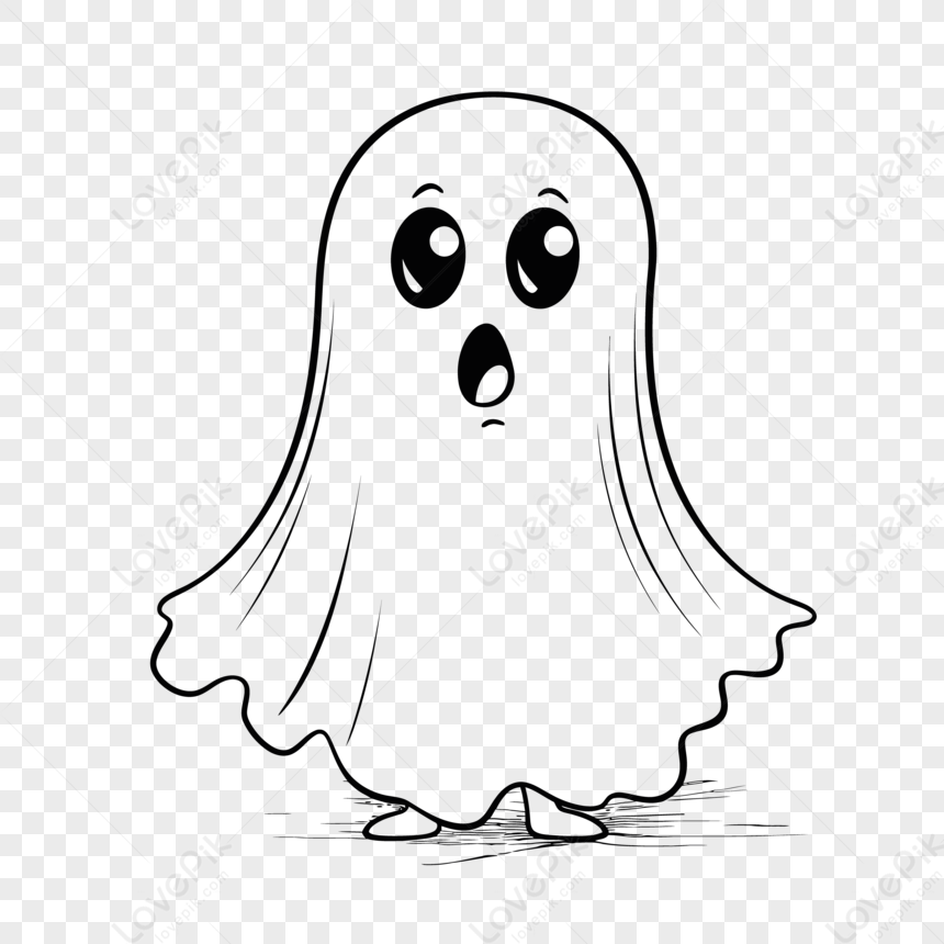 Cute Ghost Vector Illustration Illustration Outline Sketch Drawing ...