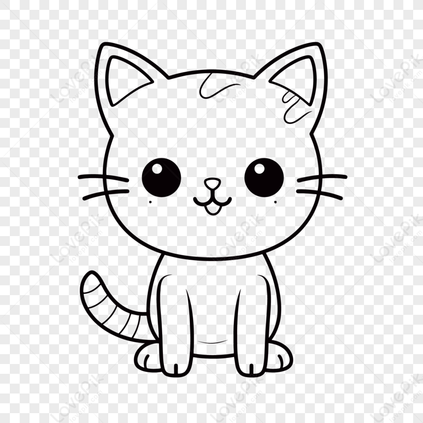 Gambar Halaman Mewarnai Kucing Lucu Dengan Gambar Sketsa Garis Mata ...