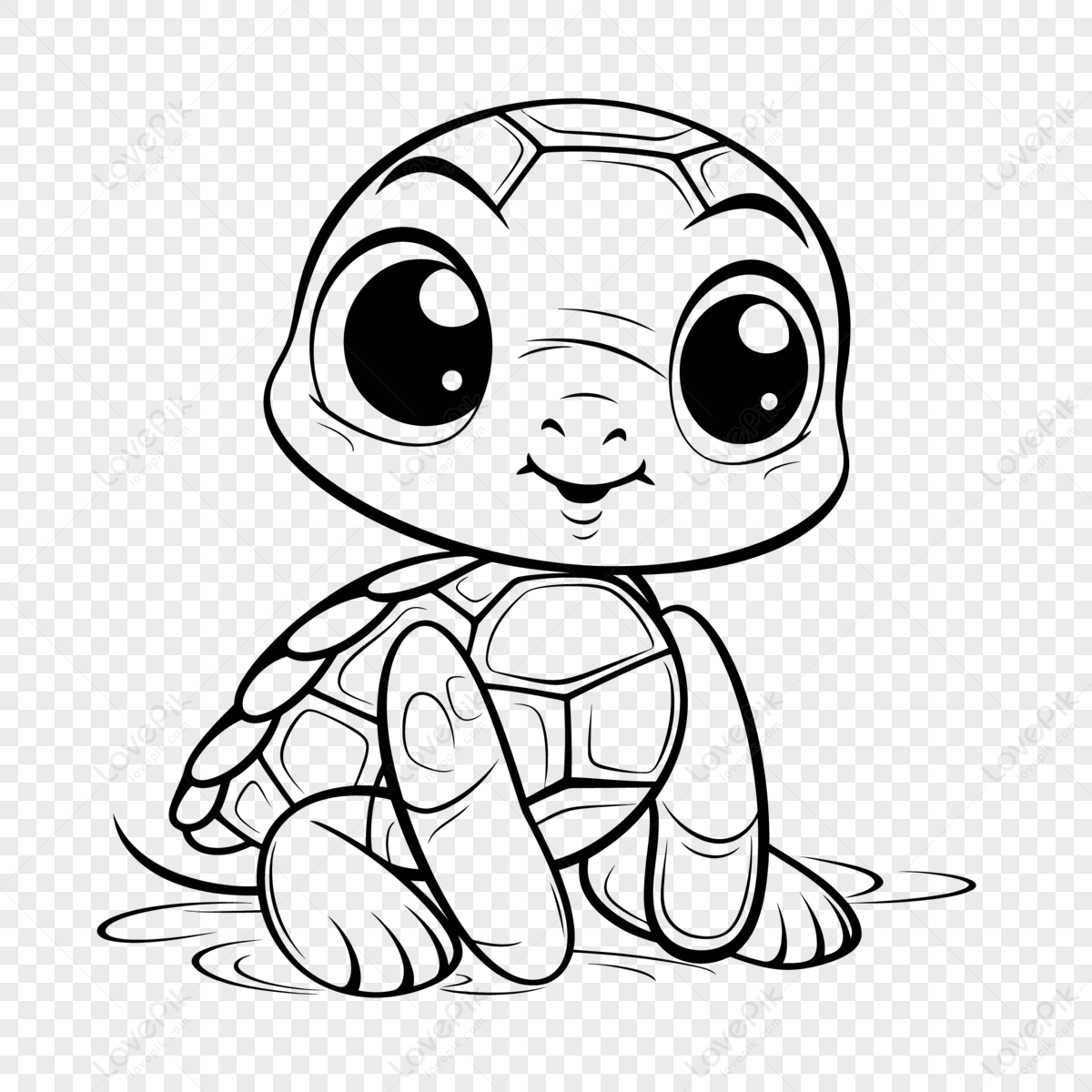 Cute Little Baby Turtle With Big Eyes Coloring Pages Outline Sketch