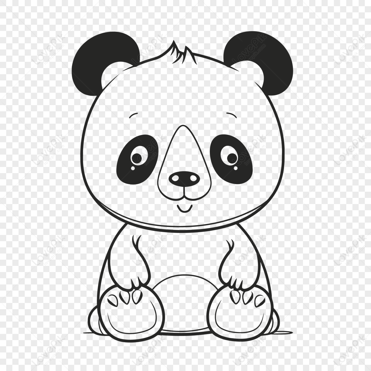 Cute Panda Bear Coloring Page With An Illustration Of A White Background Outline Sketch Drawing 5274