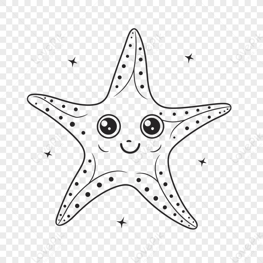 STARFISH LINE ART. Vector sea star. Continuous... - Stock Illustration  [101195251] - PIXTA