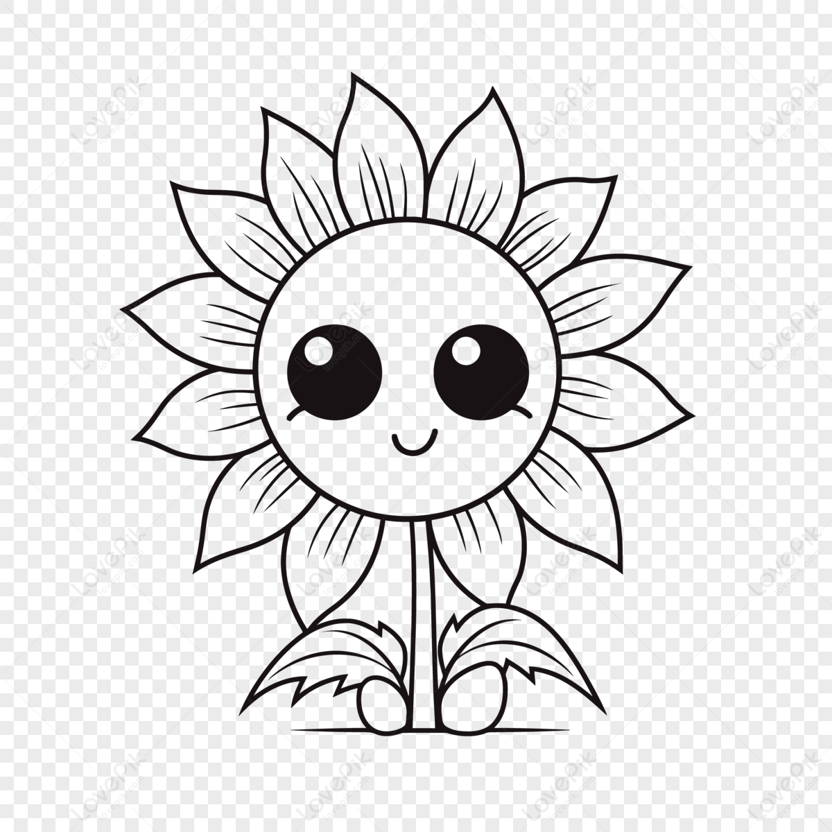 Cute Sunflower Drawing For Kids Outline Sketch Vector,sunflower Images ...