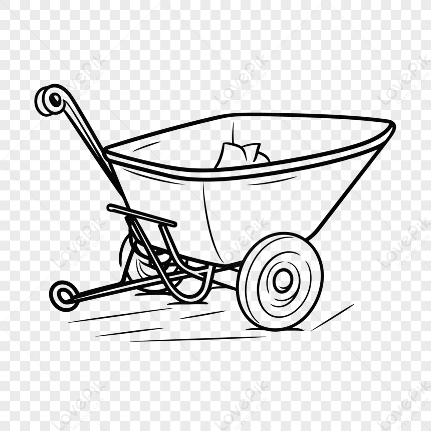 Draw A Wheel Barrow Free Cartoon Art Images Outline Sketch Drawing